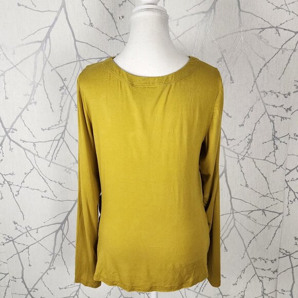Saturday Sunday Yellow Modal Stretch Knit Faux Wrap Top - Picture 4 of 6